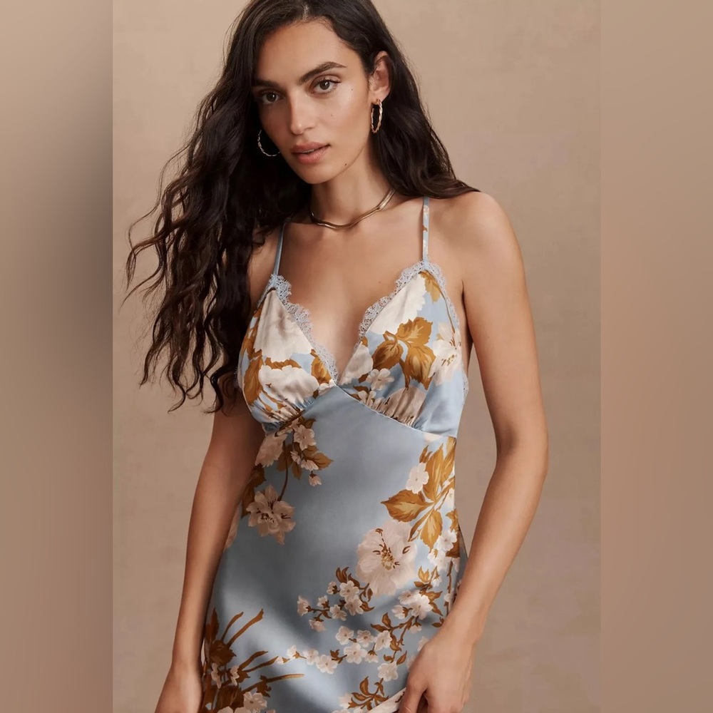 REFORMATION Maysen Maxi Silk Floral Dress in Serene, Size 8, Brand NWT